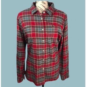Woolrich Women's Red Plaid Flannel Shirt Button Down with Pockets Size XL